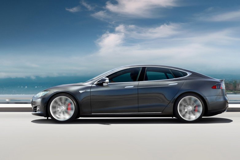 tesla model s beach