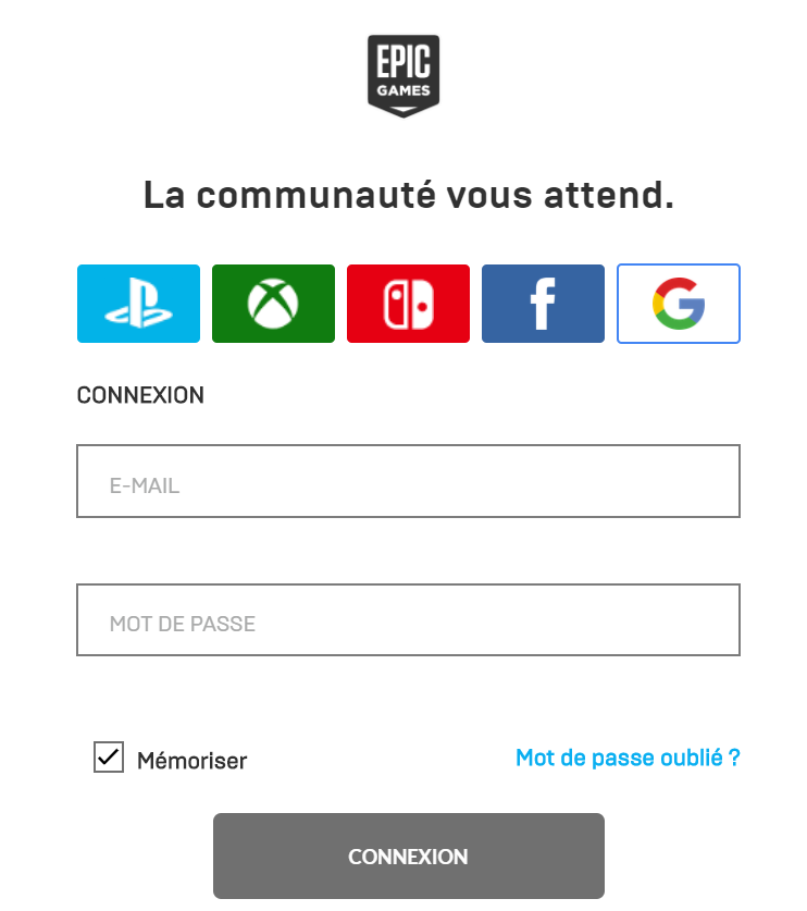 connexion compte fortnite