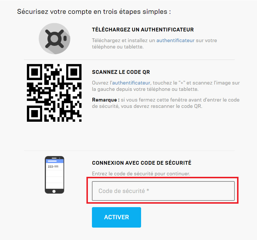 Code QR Sécurité Fortnite