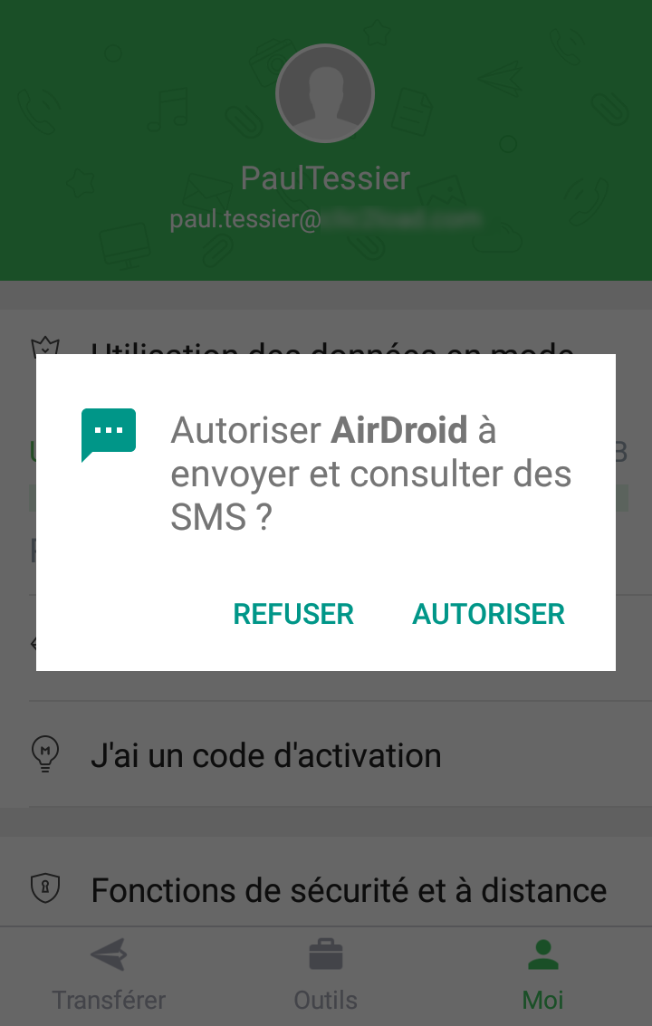 envoyer sms pc mac