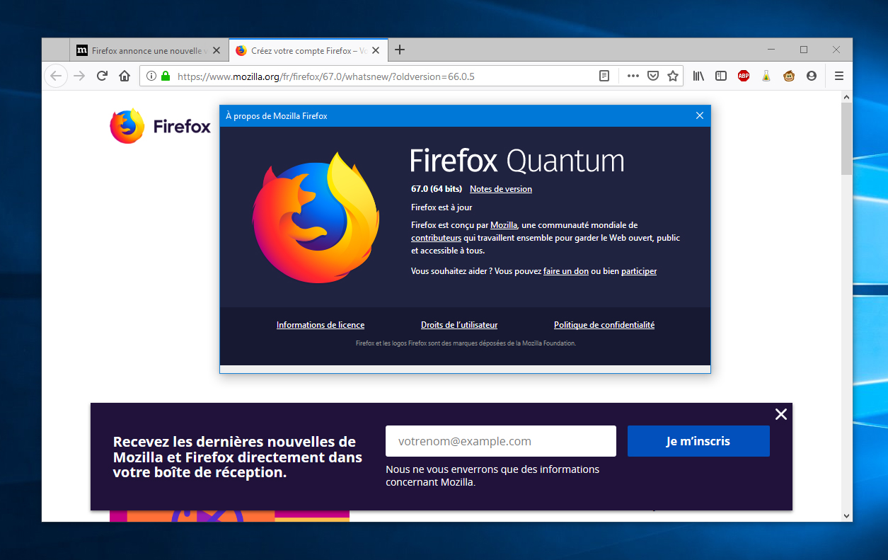 Image 1 : Firefox 67 : plus rapide et mieux sécurisé