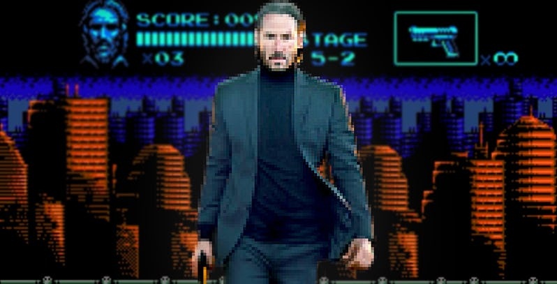 Image 1 : John Wick fait un petit tour dans les années 80 avec une adaptation pour NES