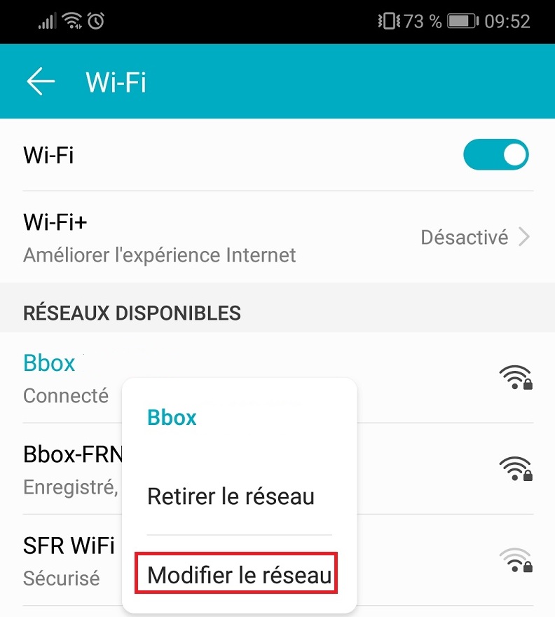 modifier reseau wifi smartphone