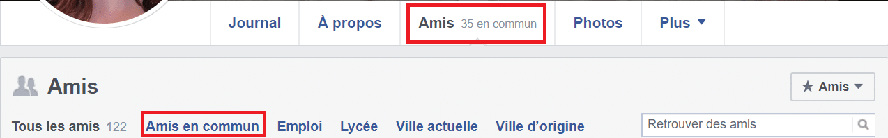 amis communs facebook blocage