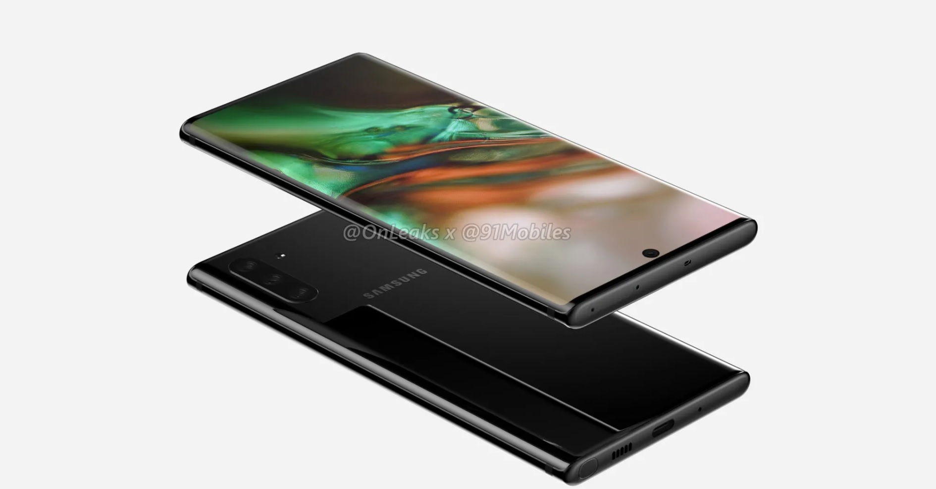 Image 1 : D'après ces rendus, le Galaxy Note 10 n'a pas de prise casque