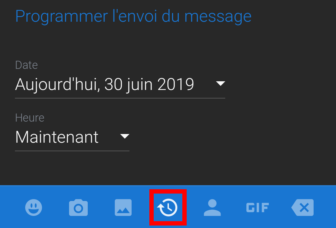 programmer heure jour sms