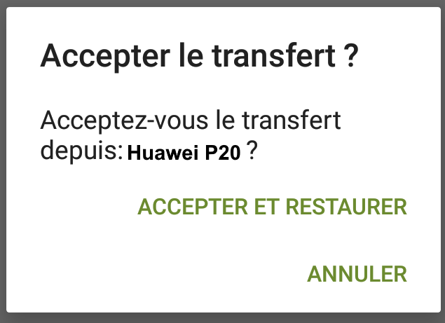 accepter transfert sms