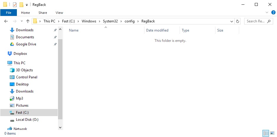 Image 1 : Si Windows ne fait plus de sauvegarde du registre, ce n'est pas un bug