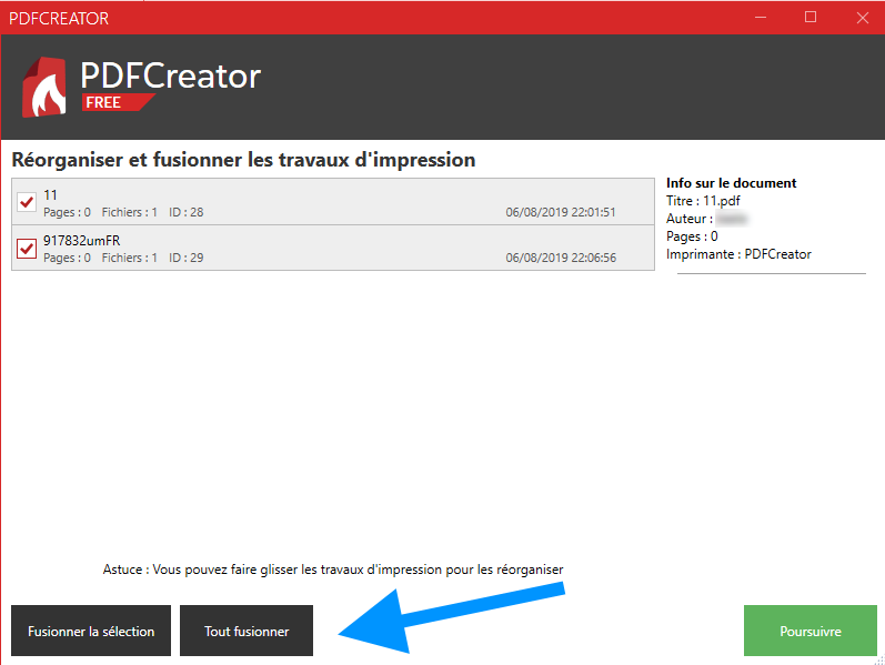 tout fusionner pdfcreator