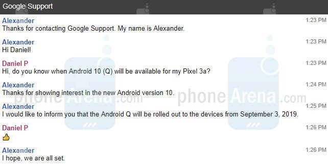 Capture d'écran support google