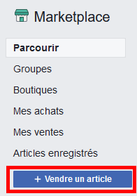 Vendre un article sur Facebook