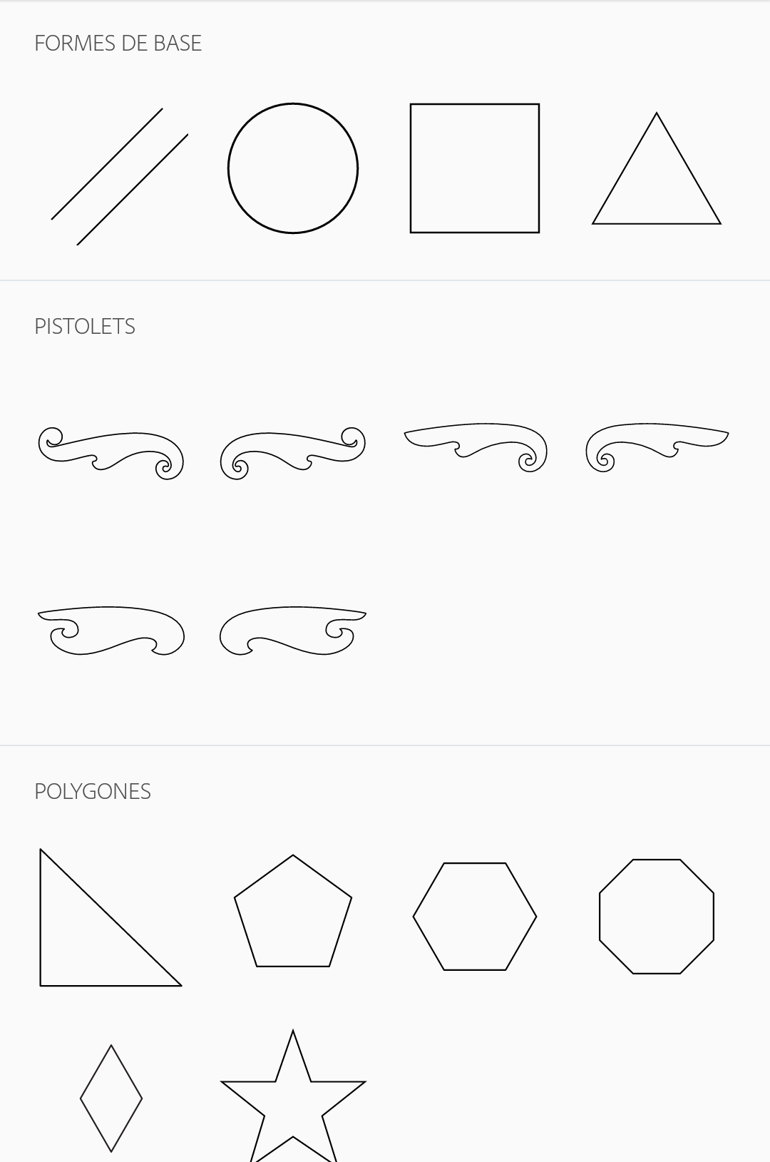 formes dessin application mobile