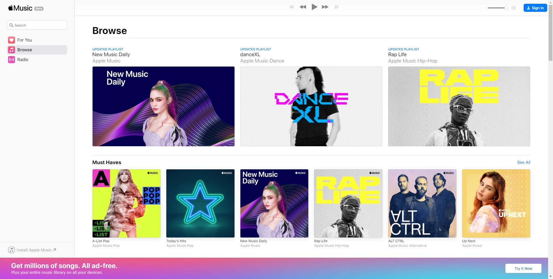 Image 1 : Apple Music débarque sur le Web en version bêta