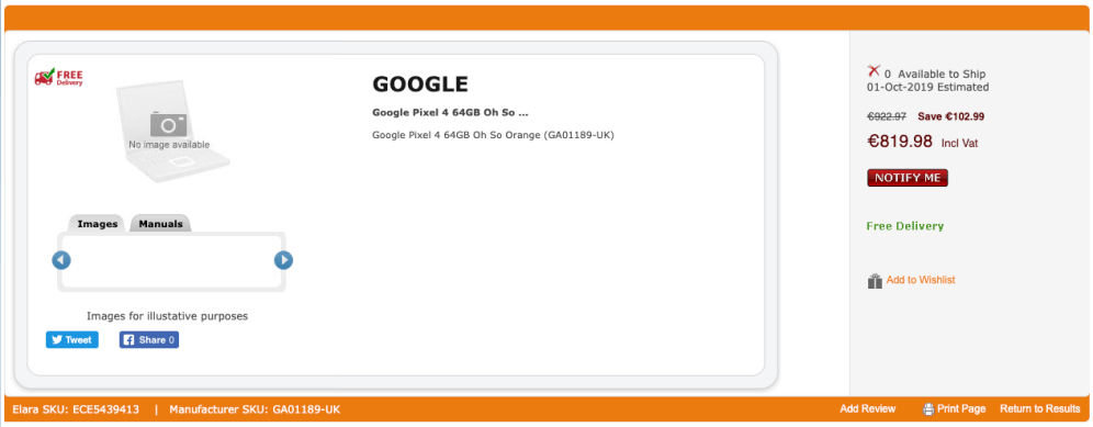 Image 3 : Google Pixel 4 : une fuite confirme les trois couleurs et un prix à partir de 820 €