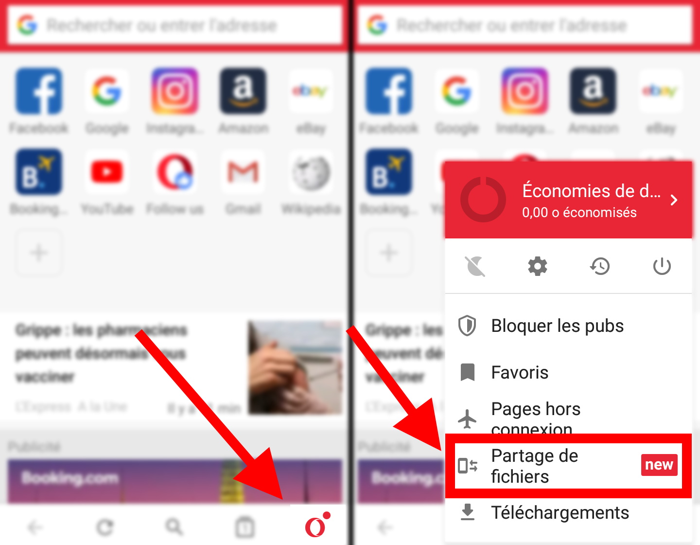 partage fichiers mobiles Opera