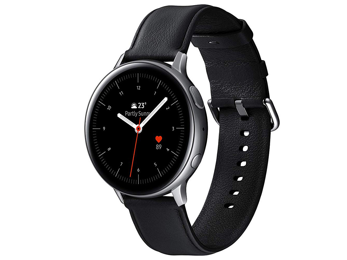 Image 1 : La montre Samsung Galaxy Watch Active 2 (44 mm, acier, cuir et protections d'écran) à 323 €