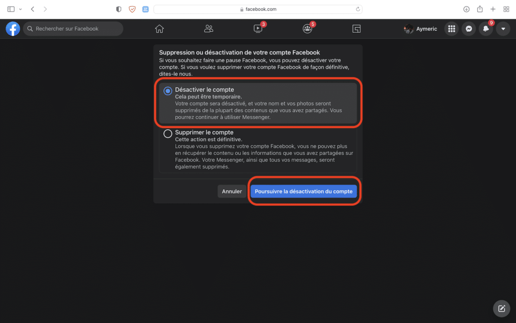 Disable Facebook