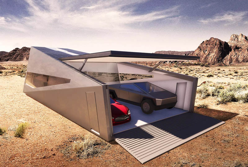 Image 1 : Le Tesla Cybertruck a sa propre habitation, le Cybunker