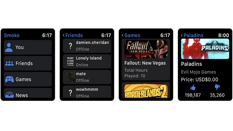 Image 1 : Smoke, l’application Apple Watch qui vous connecte à Steam
