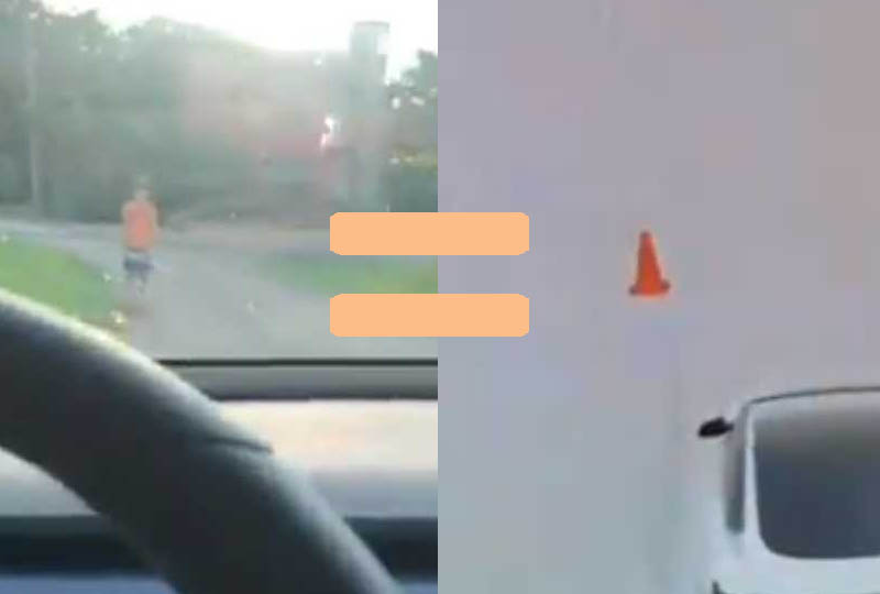 Image 1 : Tesla Autopilot : la Model 3 confond le t-shirt orange d’un garçon avec un plot de chantier