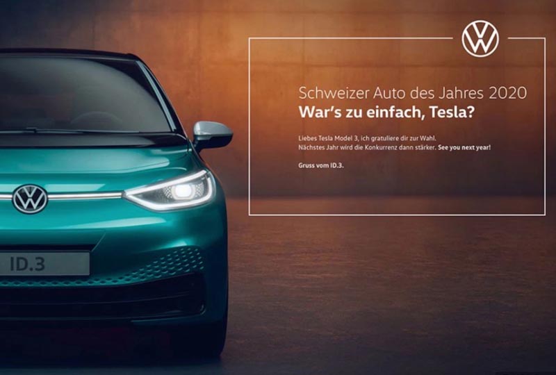 Image 1 : Volkswagen défie publiquement Tesla au titre de meilleure voiture 2021