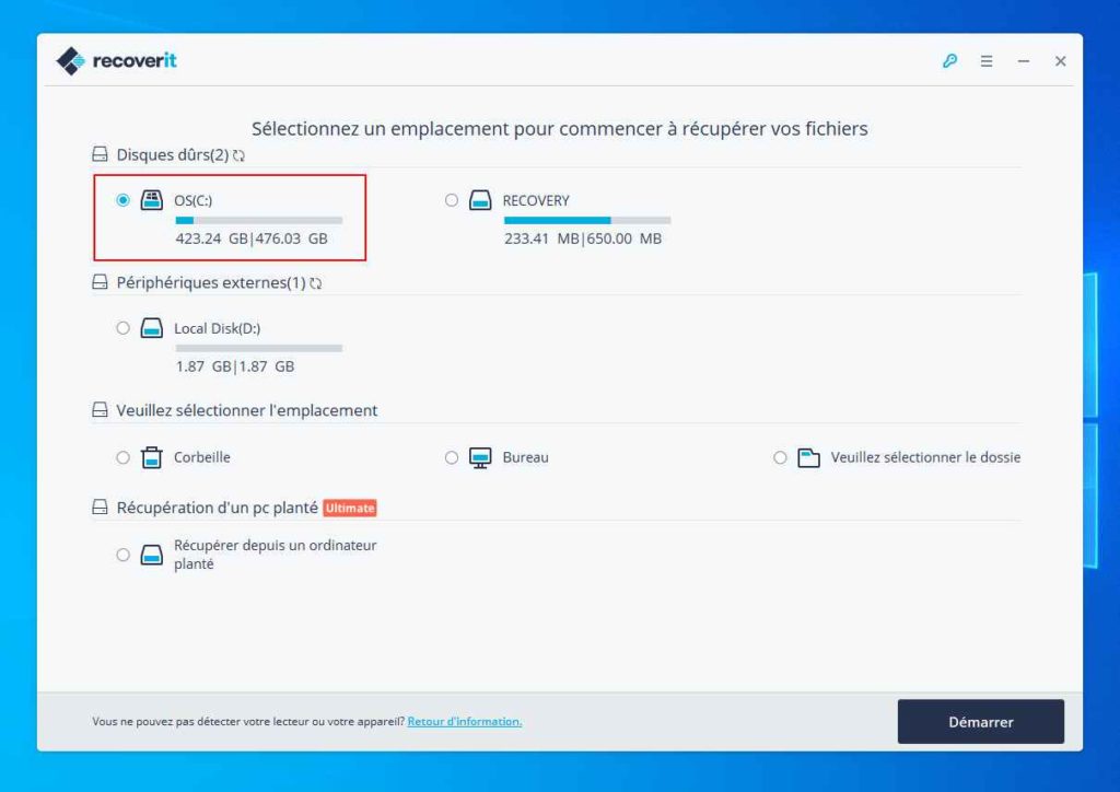 Image 3 : Comment récupérer ses données perdues avec Recoverit ?