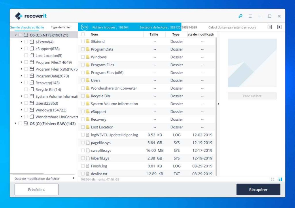 Image 4 : Comment récupérer ses données perdues avec Recoverit ?