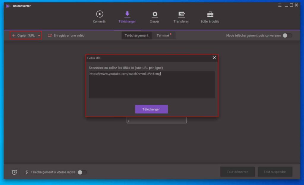 Image 5 : Comment télécharger des vidéos en ligne avec UniConverter ?