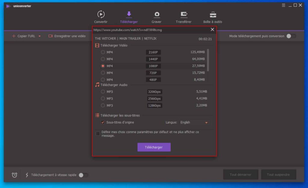 Image 6 : Comment télécharger des vidéos en ligne avec UniConverter ?