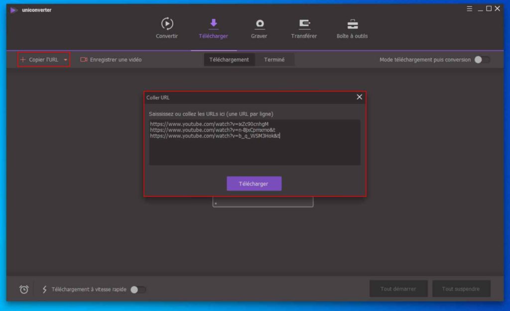 Image 7 : Comment télécharger des vidéos en ligne avec UniConverter ?