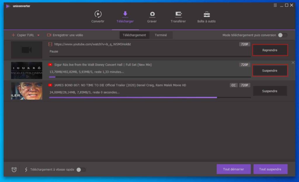 Image 8 : Comment télécharger des vidéos en ligne avec UniConverter ?