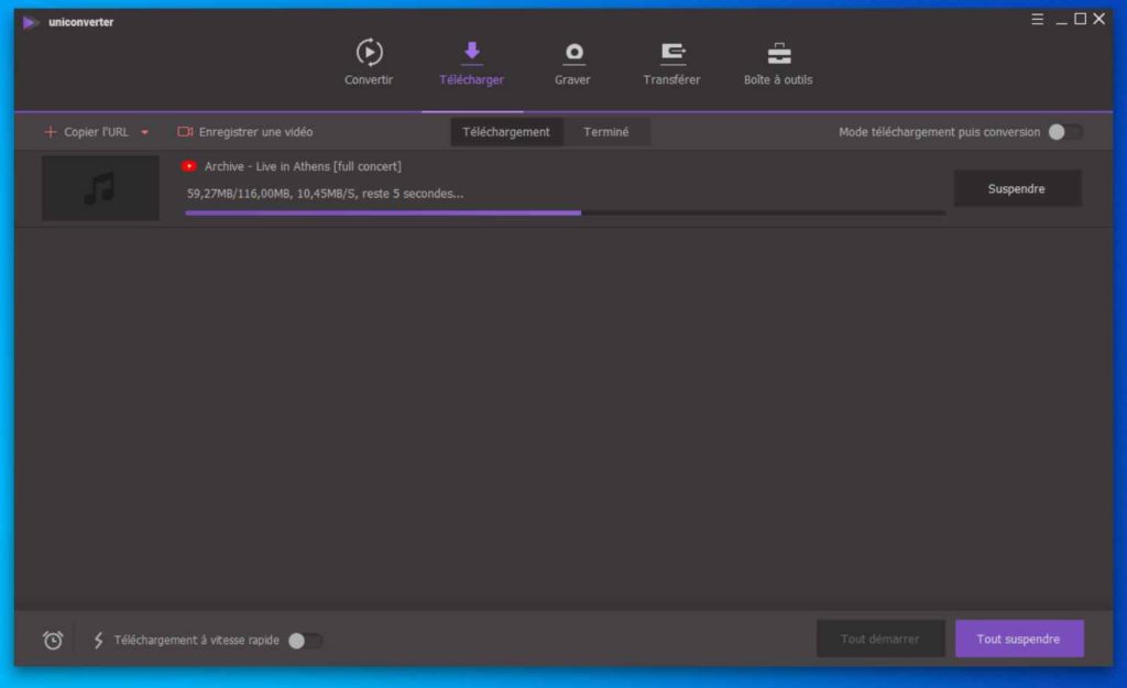 Image 11 : Comment télécharger des vidéos en ligne avec UniConverter ?