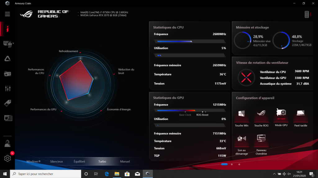 Image 10 : Test de l'Asus Zephyrus S GX532 : un PC gaming dopé à la RTX 2070