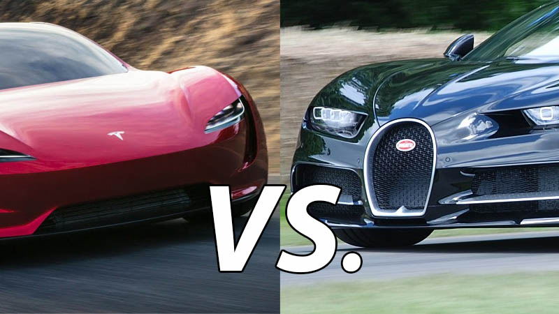 Image 1 : Tesla Roadster 2020 vs. Bugatti Chiron : qui gagnerait à la course ?