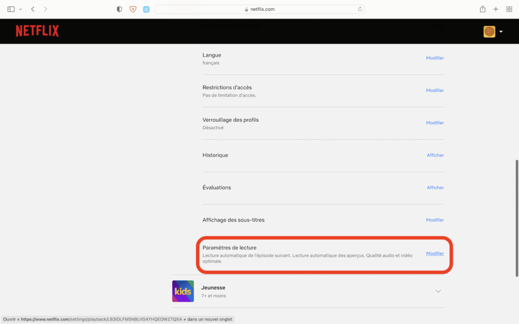 Netflix désactiver lecture automatique