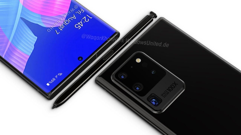 Image 1 : Galaxy Note 20 : les premiers rendus fuitent après l’annonce de l’écran ultra-incurvé