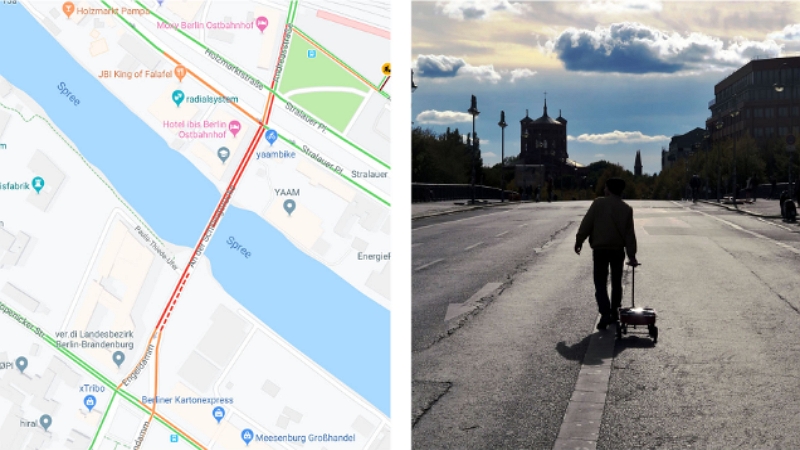 Image 1 : Google Maps : 99 smartphones dans une carriole créent un embouteillage monstre