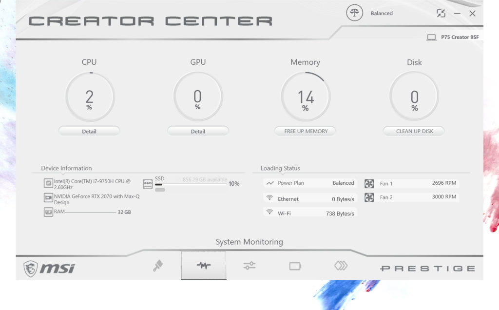 Image 9 : Test MSI P75 Creator : 3300 € pour jouer/créer, un PC qui vaut le coup ?