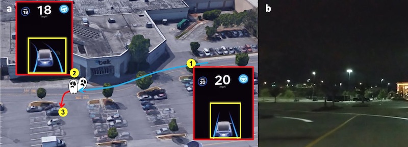 Image 3 : Une simple projection 2D permet de tromper et de contrôler l’Autopilot d’une Tesla