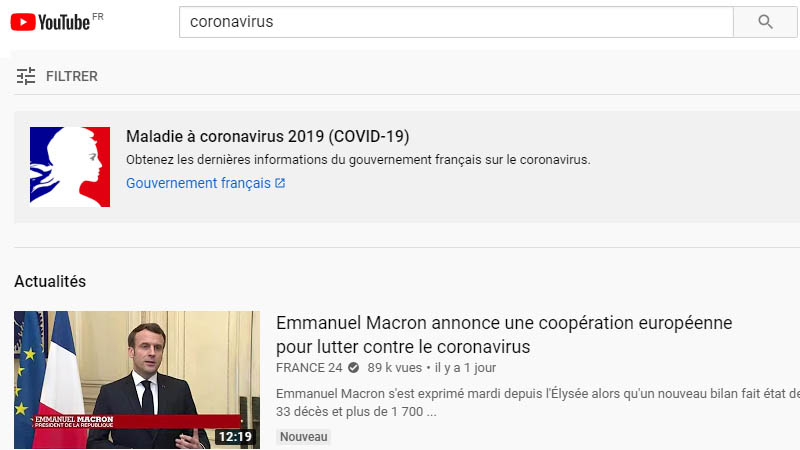 Image 1 : YouTube revient sur la démonétisation des vidéos traitant du coronavirus
