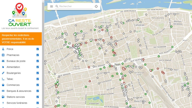 Image 1 : OpenStreetMap vous dit quels sont les magasins encore ouverts près de chez vous