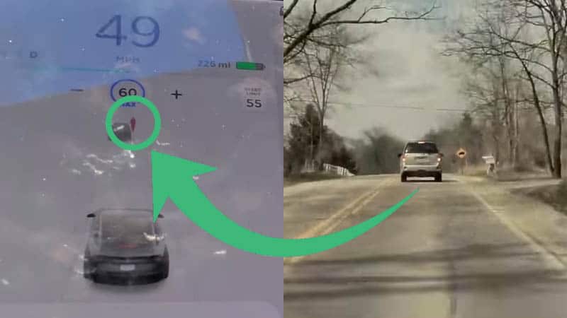 Image 1 : L’Autopilot de Tesla avertit le conducteur avant même qu’il ne voie le cycliste