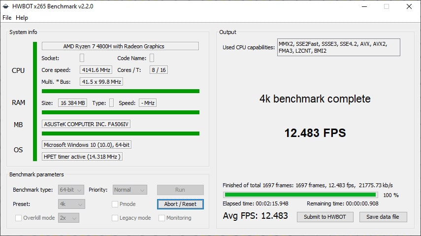 Image 16 : Test Asus TUF Gaming A15 (TUF566IV-AL155T) : le Ryzen 7 4800H d'AMD au service d'un notebook gamer efficace