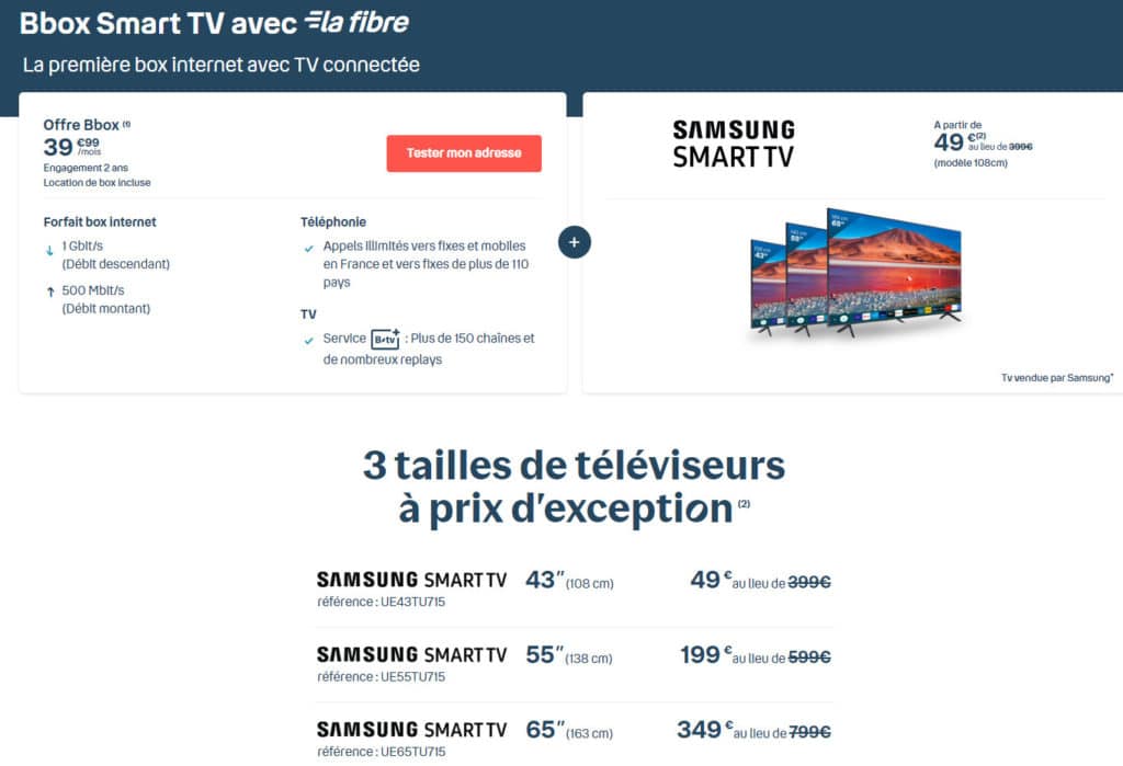 Image 1 : Bouygues Telecom Bbox Smart TV : la fibre et une TV Samsung à partir de 49 €