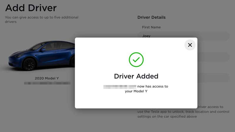 Ajouter un conducteur à sa Tesla
