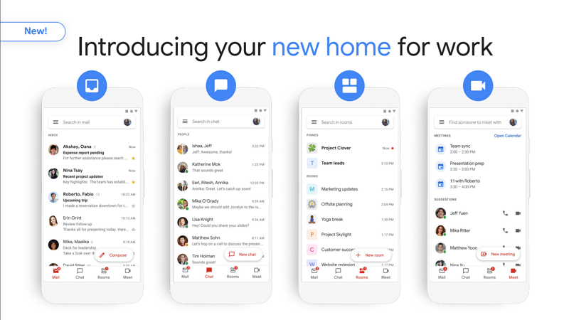 Image 1 : Google s'attaque à Zoom et Slack en regroupant les appels vidéo et le chat dans Gmail pour les utilisateurs professionnels