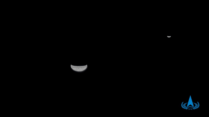 Image 1 : La sonde martienne chinoise Tianwen-1 photographie la Terre et la Lune