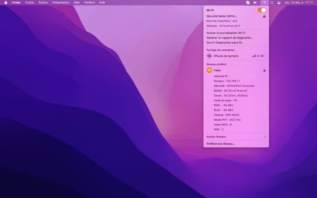 Wi-Fi sur macOS