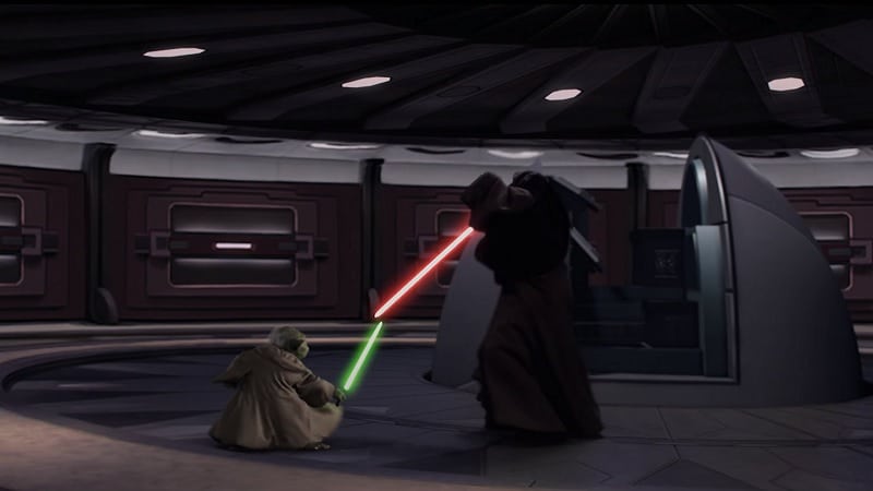 Yoda affronte Palpatine dans Star Wars, épisode III : La Revanche des Sith