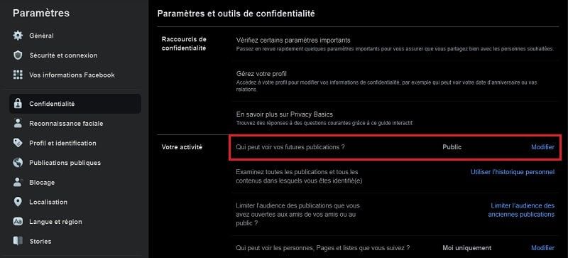 Limiter la visiblité de vos futures publications sur Facebook